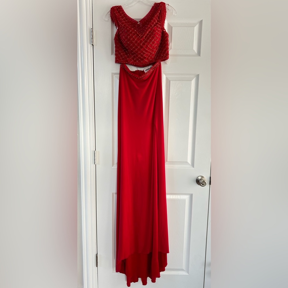 SHERRI HILL RED TWO PEICE DRESS 6 - Picture 6 of 9